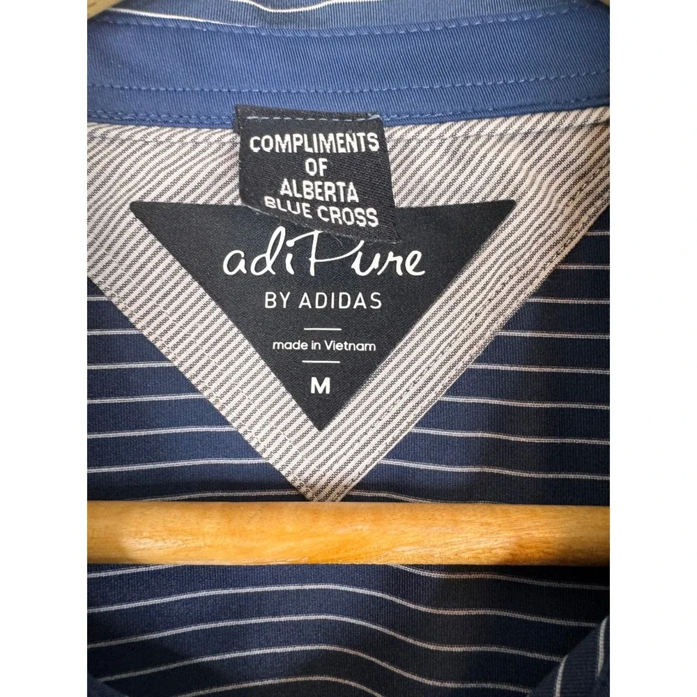 Adidas adiPure Mens Navy Blue White Striped Golf Polo Shirt DT4333 Size M‎